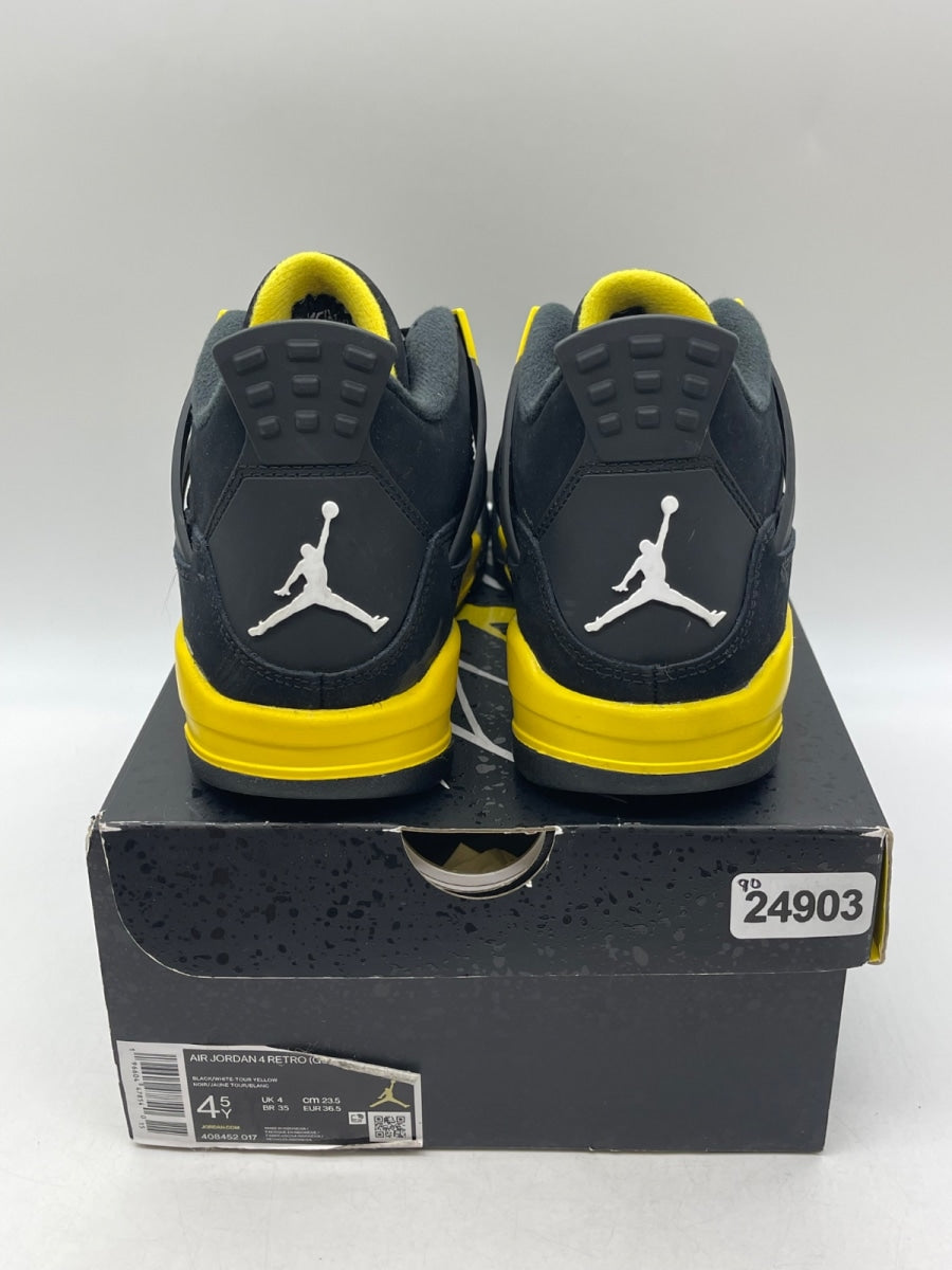 Jordan 4 Retro Thunder (2023) (GS) 4.5Y (Moderately Worn Pre-Owned)JordanBlack/Tour Yellow - Image 3