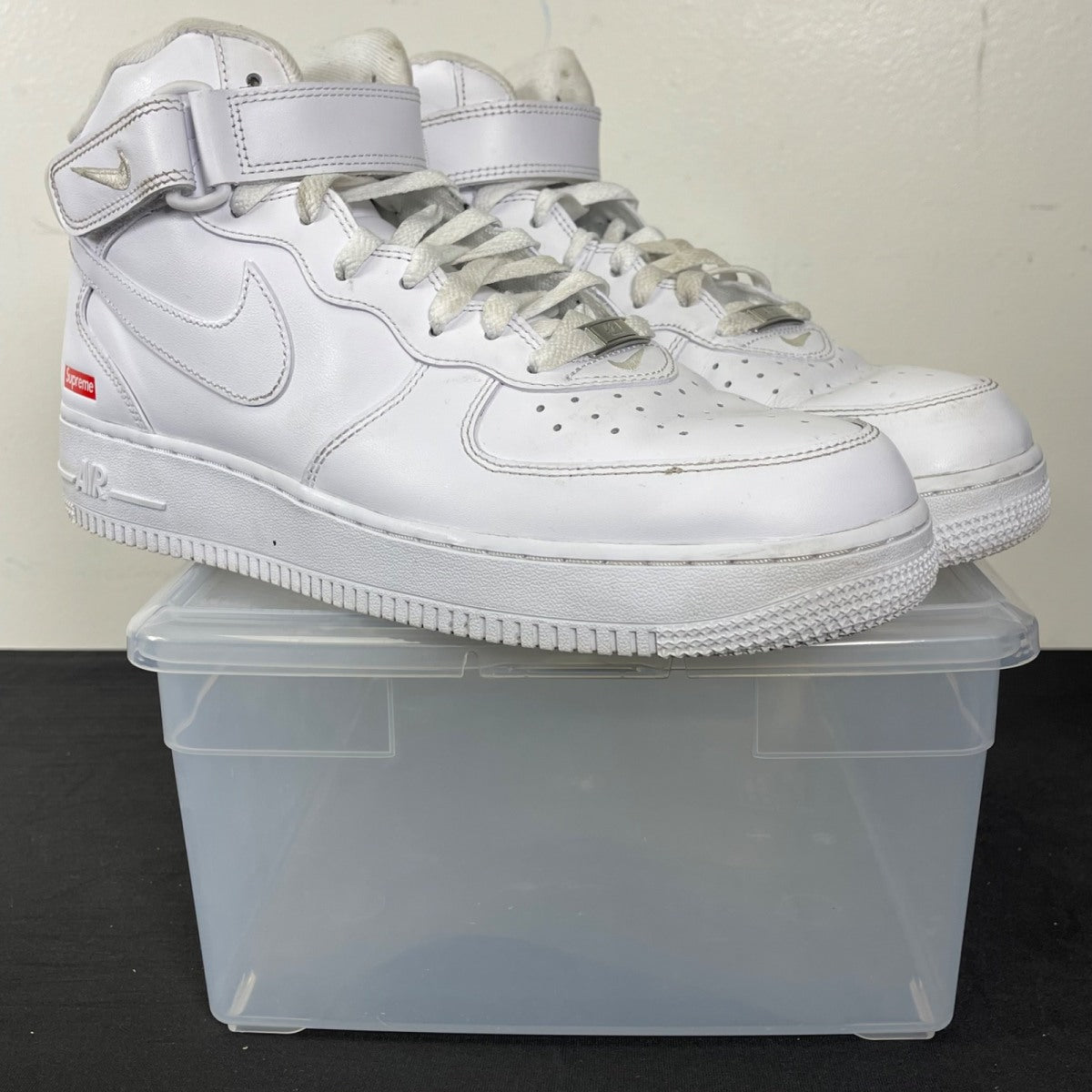 Nike Air Force 1 Mid Supreme White 10 (Moderately Worn Pre-Owned)NikeWhite/White-White - Image 1