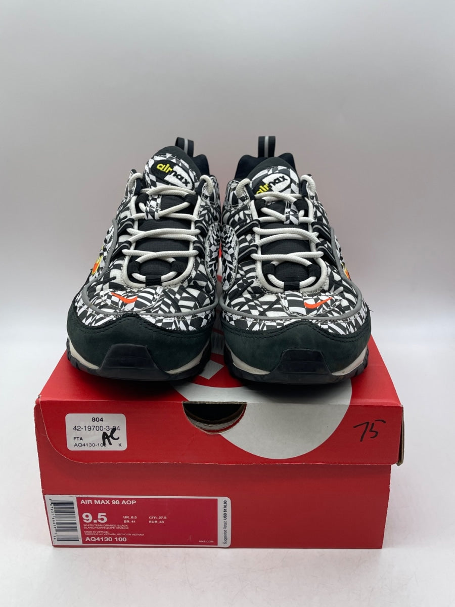 Nike Air Max 98 AOP Black 9.5 (Moderately Worn Pre-Owned) - Image 2