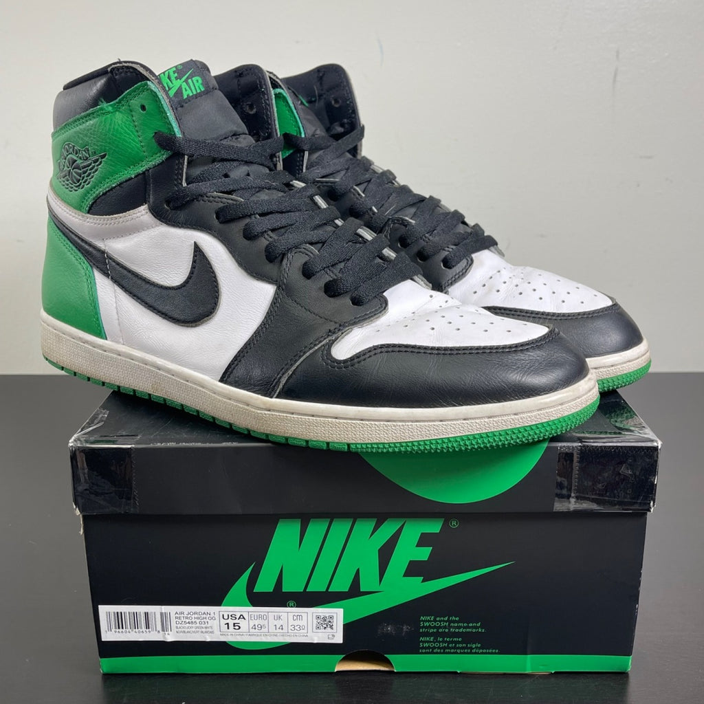 Jordan 1 Retro High OG Lucky Green 15 (Moderately Worn Pre-Owned)JordanBlack/Lucky Green-White - Image 1