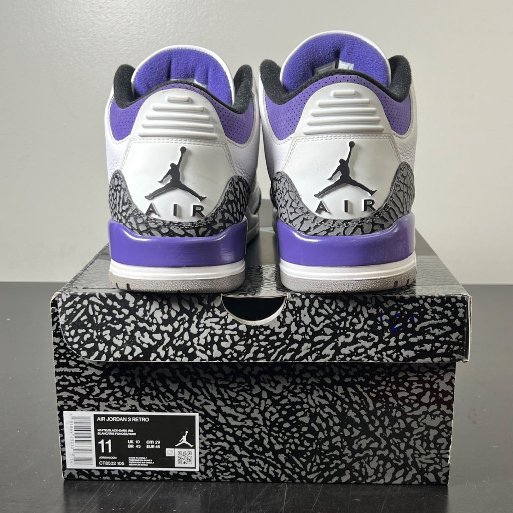Jordan 3 Retro Dark Iris 11 (Moderately Worn Pre-Owned)JordanWhite/Black/Dark Iris/Cement Grey - Image 5
