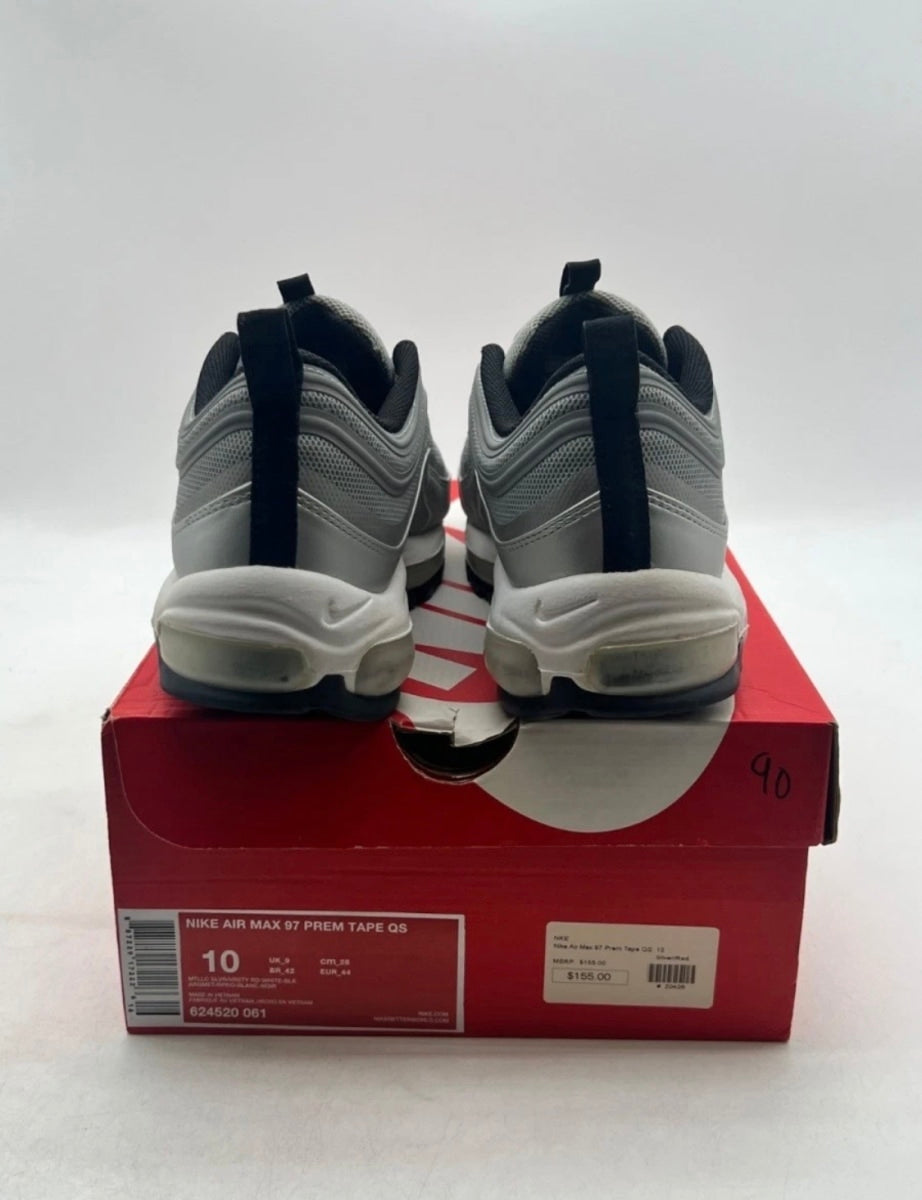 Nike Air Max 97 Tape Silver Bullet 10 (Moderately Worn Pre-Owned)NikeMetallic Silver/Varsity Red-White-Black - Image 3