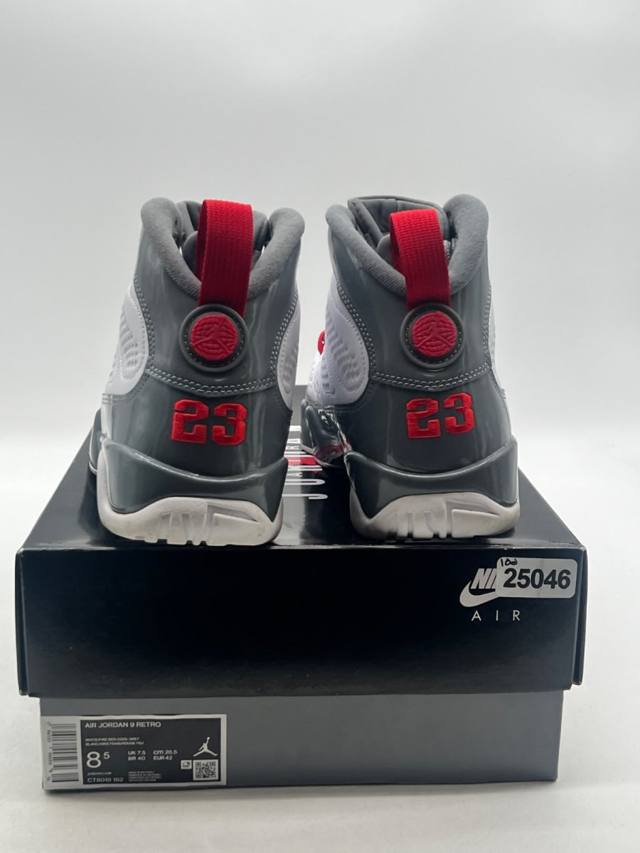 Jordan 9 Retro Fire Red 8.5 (Moderately Worn Pre-Owned)JordanWhite/Fire Red/Cool Grey - Image 3