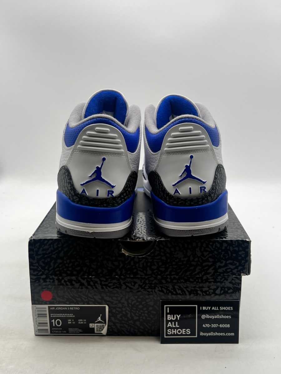 Jordan 3 Retro Racer Blue 10 (Lightly Worn Pre-Owned) - Image 5