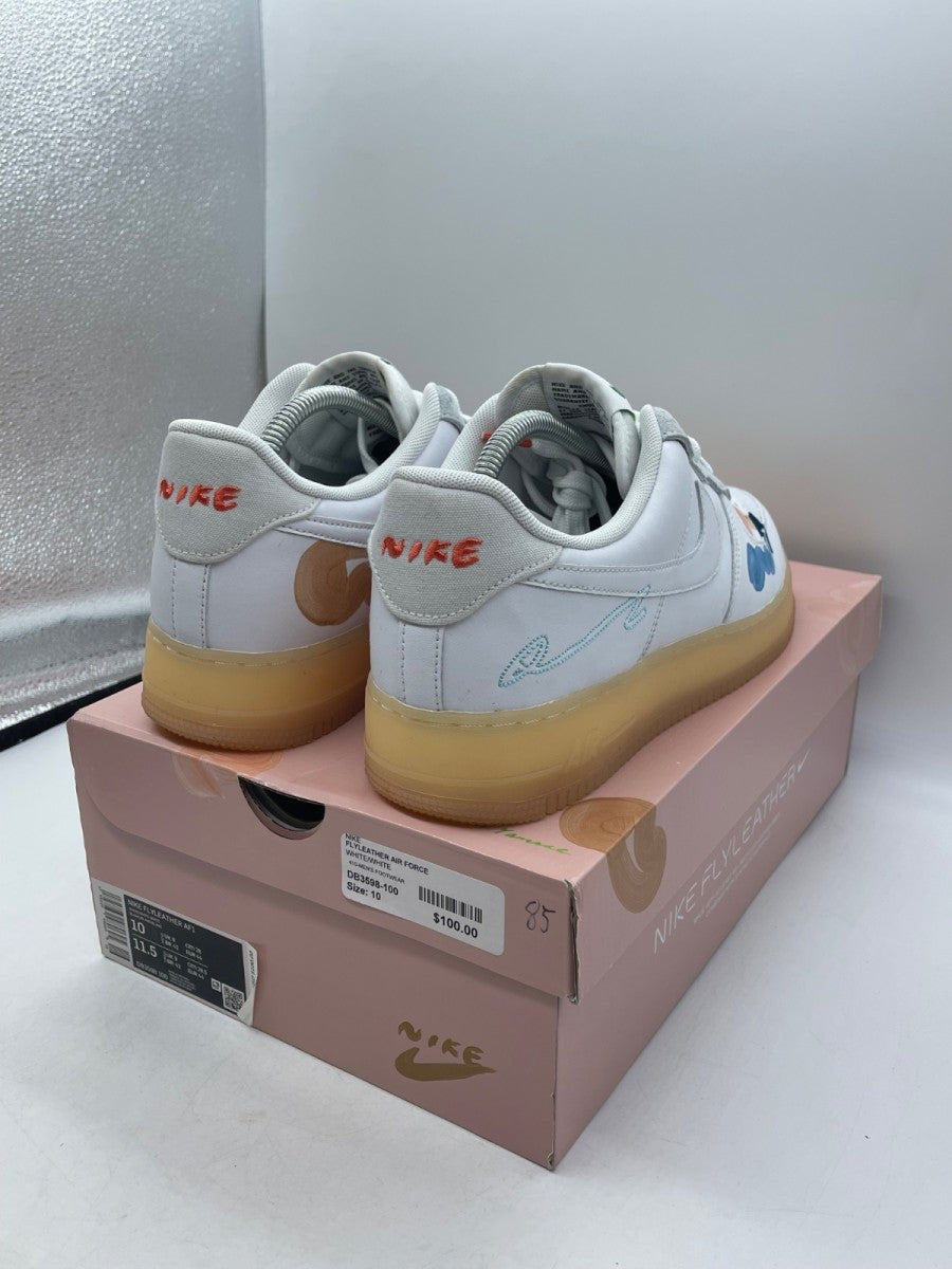 Nike Air Force 1 Flyleather Mayumi Yamase White 10 (Moderately Worn Pre-Owned)NikeWhite/White-White - Image 5