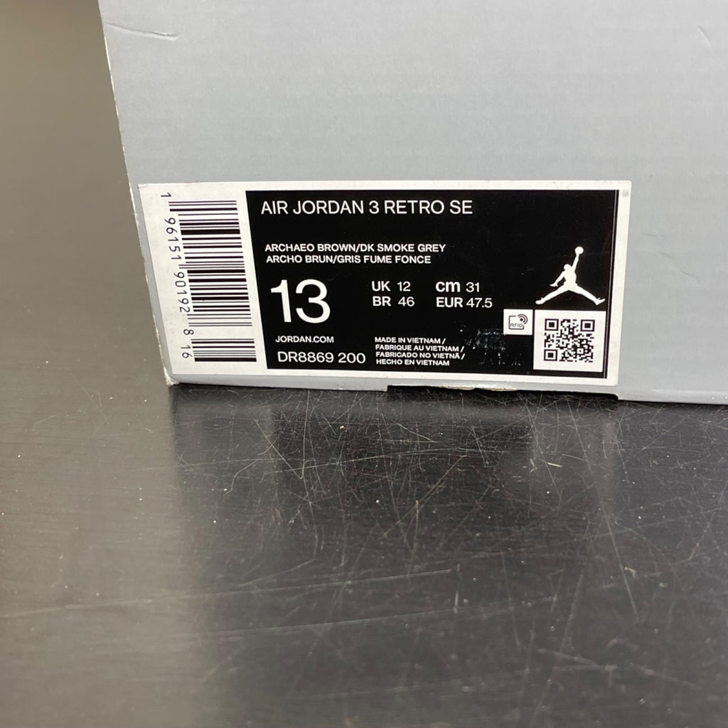 Jordan 3 Retro Winterized Archaeo Brown 13 (Moderately Worn Pre-Owned)JordanArchaeo Brown/Dark Smoke Grey-Fossil Stone-Light Bordeaux-Cement Grey - Image 7