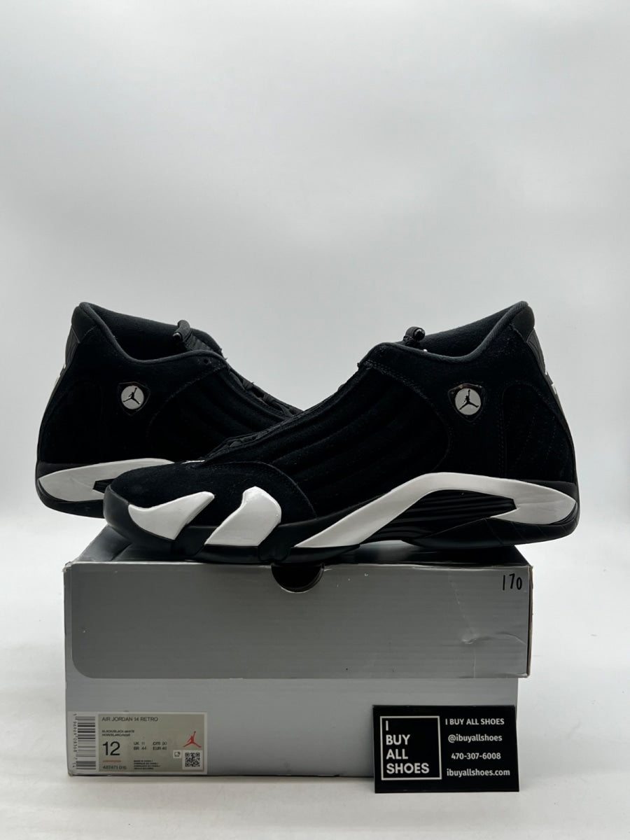 Jordan 14 Retro Black White 12 (Lightly Worn Pre-Owned) - Image 1