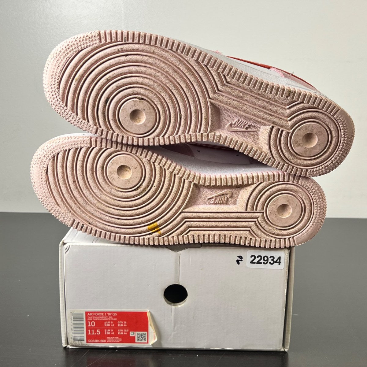 Nike Air Force 1 Low '07 QS Valentine's Day Love Letter 10 (Moderately Worn Pre-Owned)NikeTulip Pink/University Red-White - Image 6