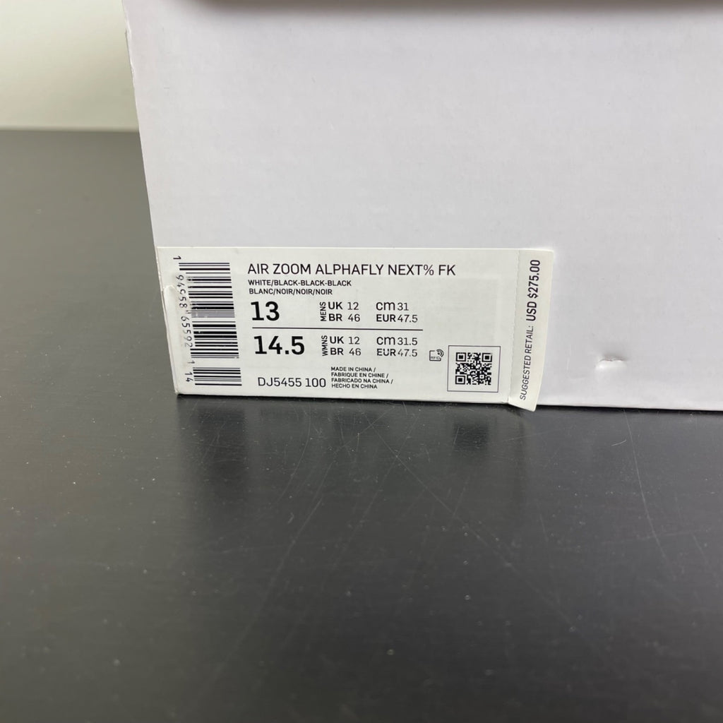 Nike Air Zoom Alphafly Next% Flyknit White Pink 13 (Moderately Worn Pre-Owned)NikeWhite/Black/Black/Black - Image 7
