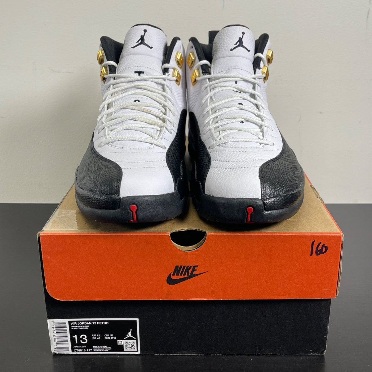 Jordan 12 Retro Taxi (2025) 13 (Moderately Worn Pre-Owned)JordanWhite/Black/Taxi - Image 2