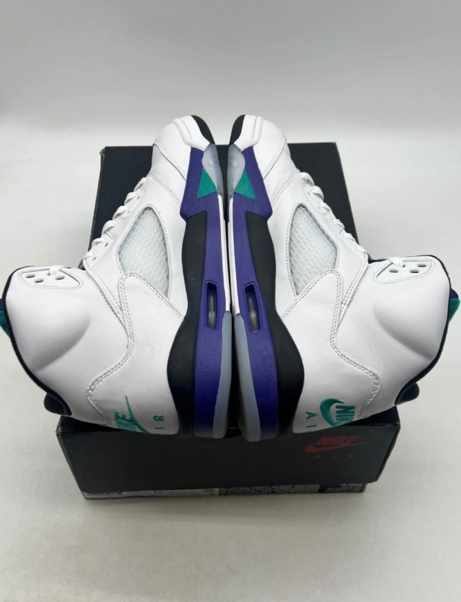 Jordan 5 Retro Grape (2025) 11.5 (Moderately Worn Pre-Owned)JordanWhite/Grape Ice-New Emerald - Image 9