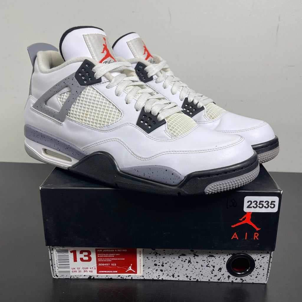 Jordan 4 Retro White Cement (2012) 13 (Moderately Worn Pre-Owned)JordanWhite/Black-Tech Grey - Image 1