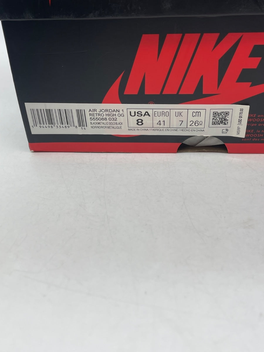 Jordan 1 Retro High Black Metallic Gold (2020) 8 (Moderately Worn Pre-Owned)JordanBlack/Black-Metallic Gold - Image 9