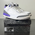 Jordan 3 Retro Dark Iris 11 (Moderately Worn Pre-Owned)JordanWhite/Black/Dark Iris/Cement Grey - Image 1