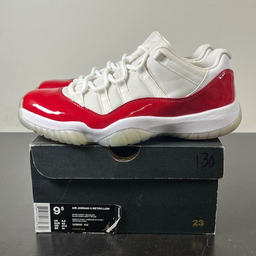 Jordan 11 Retro Low Cherry (2016) 9.5 (Lightly Worn Pre-Owned)JordanWhite/Varsity Red-Black - Image 3
