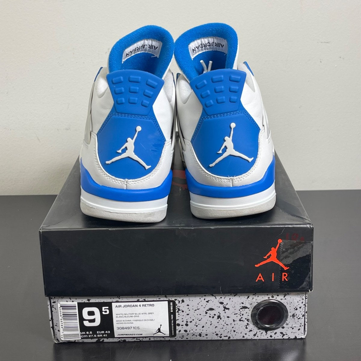 Jordan 4 Retro Military Blue (2012) 9.5 (Moderately Worn Pre-Owned)JordanWhite/Military Blue-Neutral Grey - Image 4