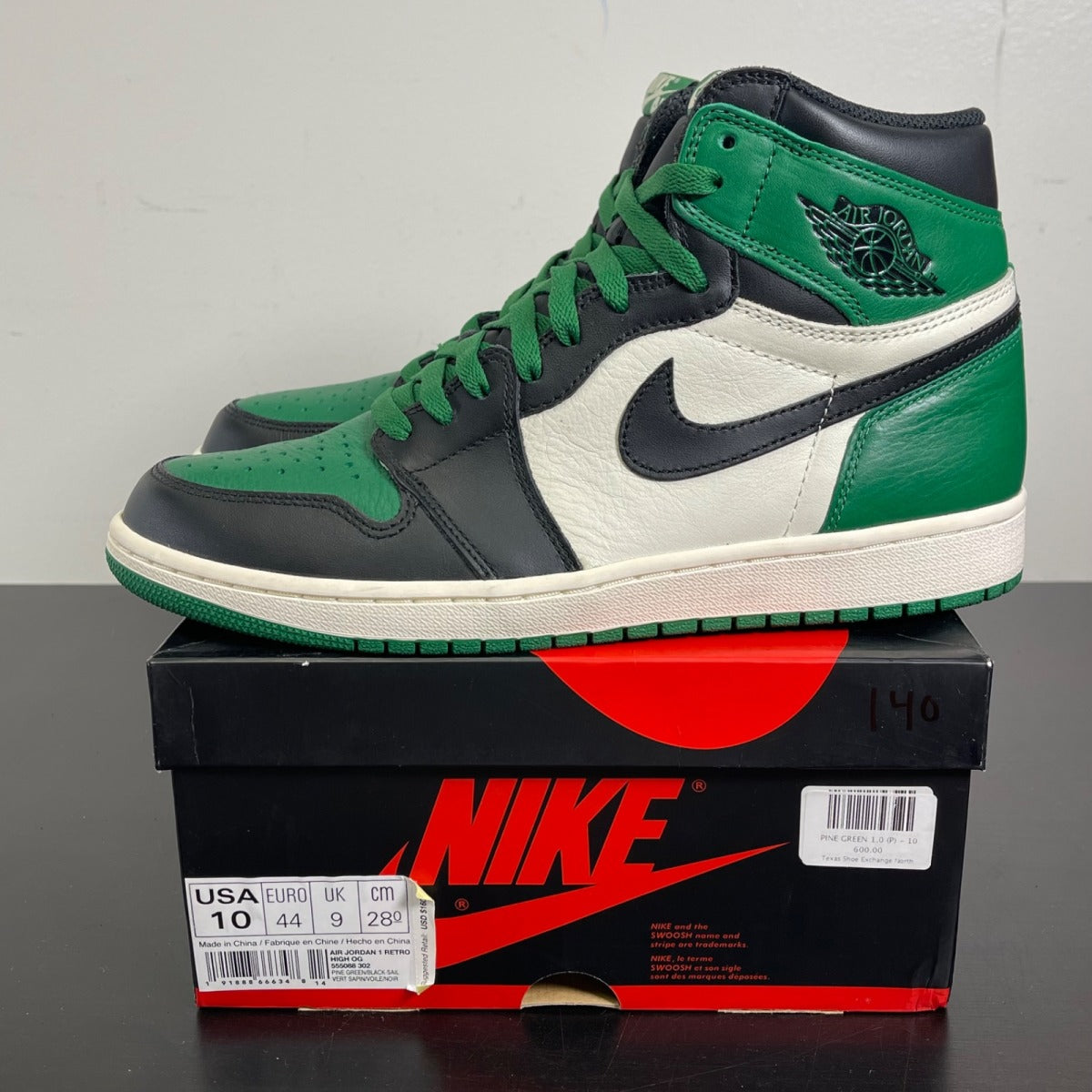 Jordan 1 Retro High Pine Green 10 (Moderately Worn Pre-Owned)JordanPine Green/Sail-Black - Image 3