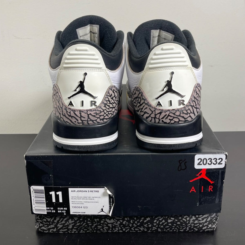 Jordan 3 Retro Infrared 23 11 (Moderately Worn Pre-Owned)JordanWhite/Cement Grey-Infrared 23-Black - Image 4