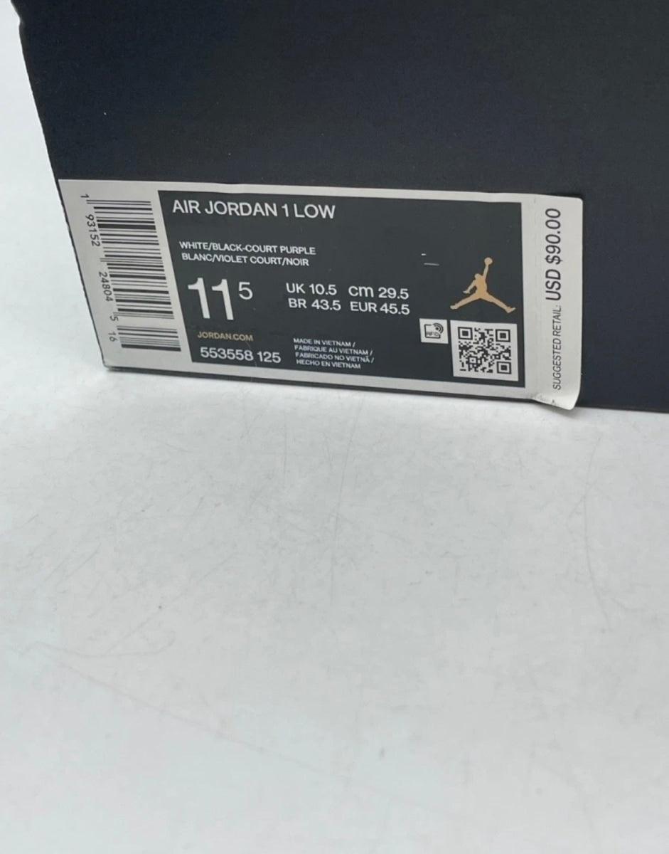 Jordan 1 Low Court Purple 11.5 (Lightly Worn Pre-Owned)JordanWhite/Black-Court Purple - Image 9