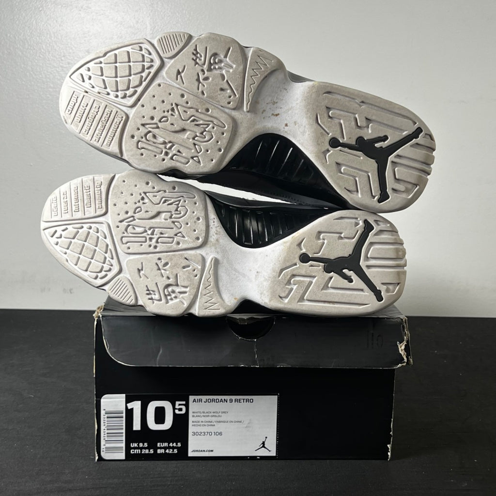 Jordan 9 Retro Barons 10.5 (Lightly Worn Pre-Owned)JordanWhite/Black-Wolf Grey - Image 6