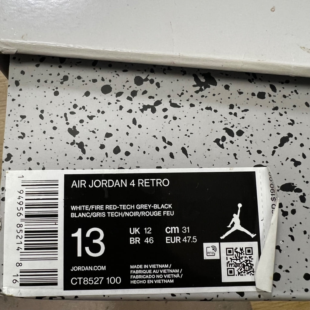 Jordan 4 Retro White Oreo (2021) 13 (Moderately Worn Pre-Owned)JordanWhite/Tech Grey-Black-Fire Red - Image 7