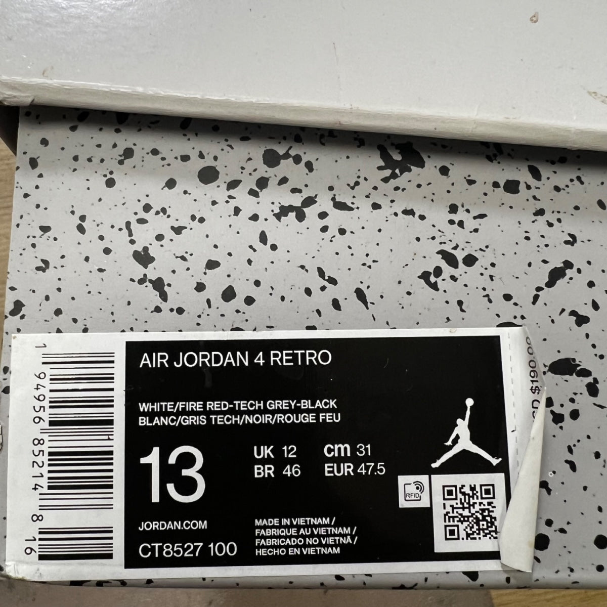 Jordan 4 Retro White Oreo (2021) 13 (Moderately Worn Pre-Owned)JordanWhite/Tech Grey-Black-Fire Red - Image 7
