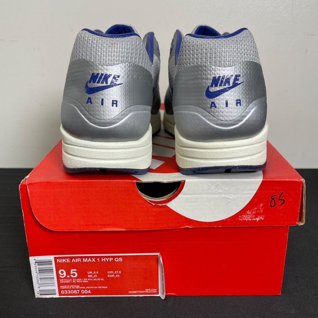 Nike Air Max 1 Night Track Royal 9.5 (Moderately Worn Pre-Owned)NikeMetallic Silver/Deep Royal Blue-Sail - Image 4