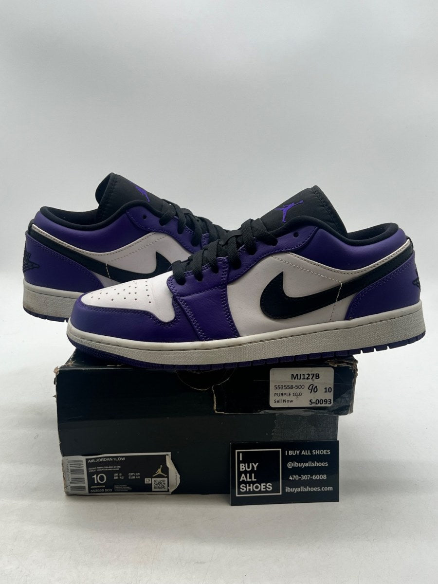 Jordan 1 Low Court Purple White 10 (Moderately Worn Pre-Owned) - Image 1