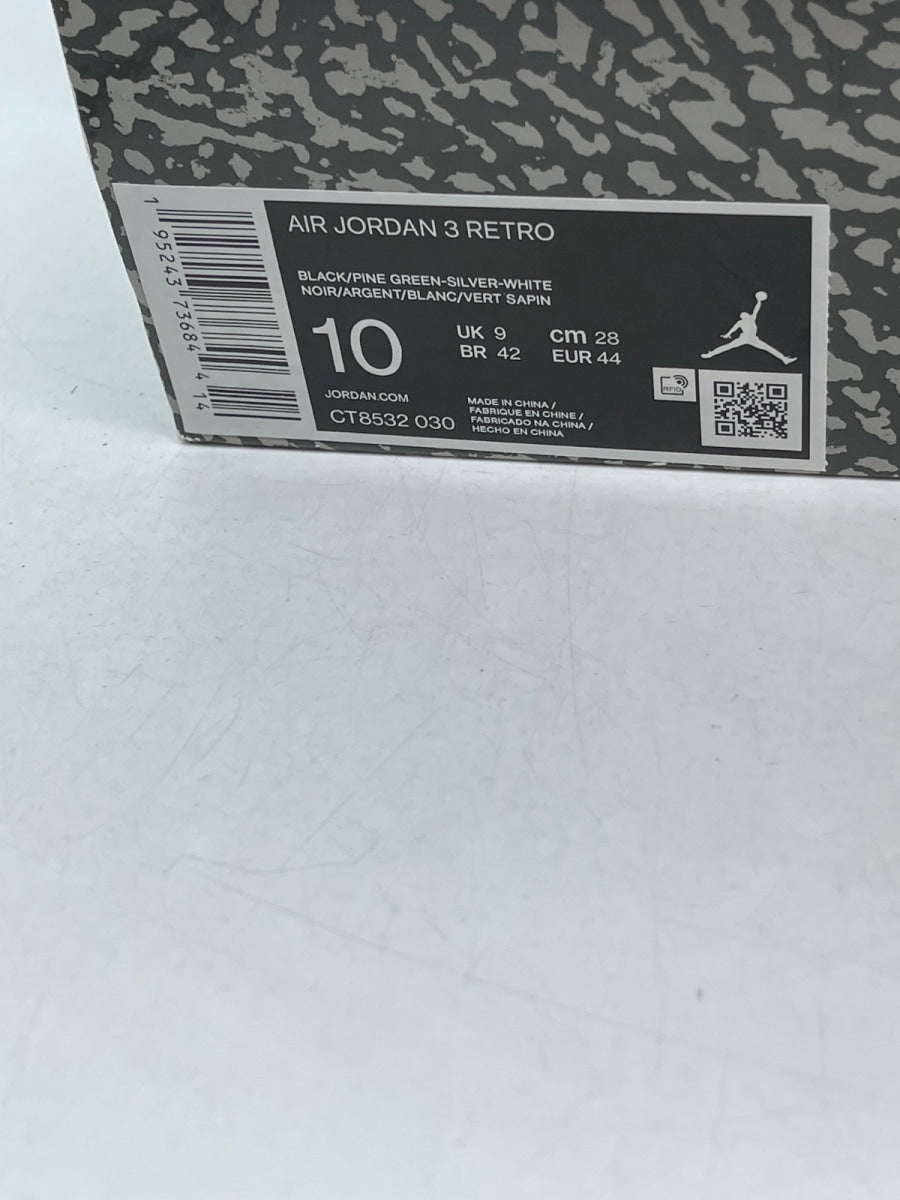 Jordan 3 Retro Pine Green 10 (Moderately Worn Pre-Owned)JordanBlack/Silver/White/Pine Green - Image 9