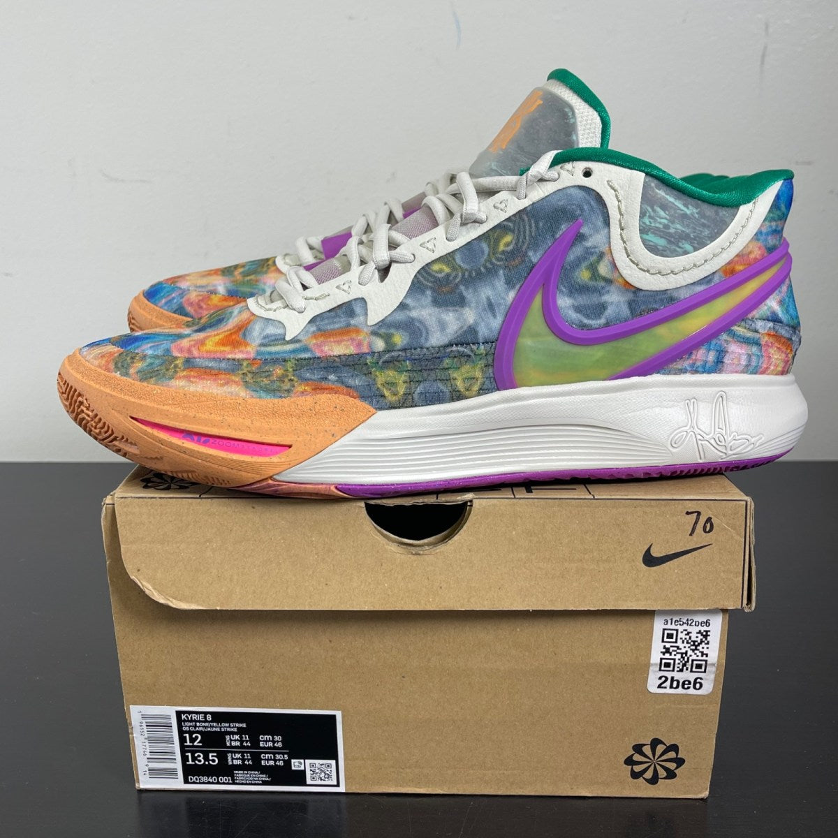 Nike Kyrie 8 Circle Of Life 12 (Moderately Worn Pre-Owned)NikeLight Bone/Yellow Strike/Malachite/Orange Trance/Vivid Purple/Hyper Pink - Image 3