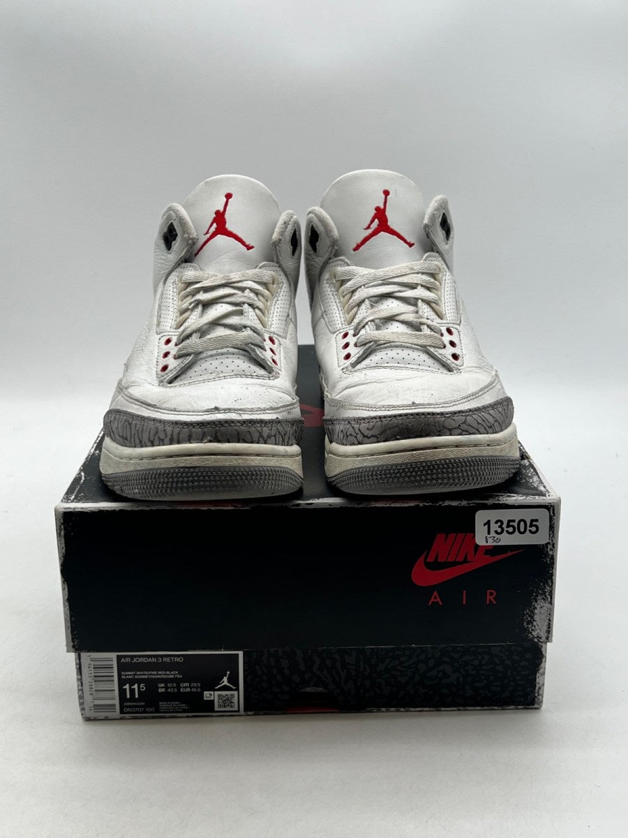 Jordan 3 Retro White Cement Reimagined 11.5 (Heavily Worn Pre-Owned)JordanSummit White/Fire Red/Black/Cement Grey - Image 2