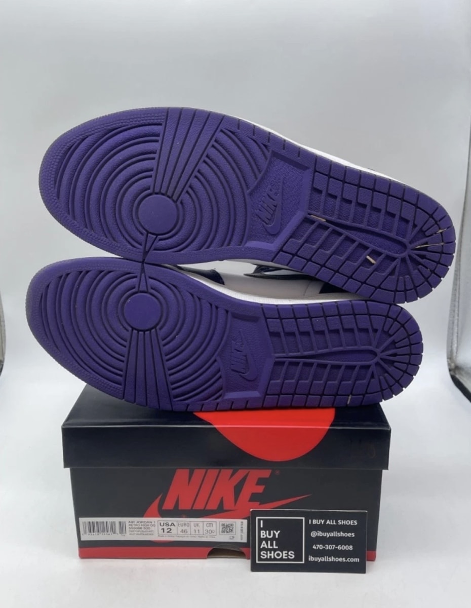 Jordan 1 Retro High Court Purple White 12 (Lightly Worn Pre-Owned)JordanCourt Purple/White-Black - Image 7