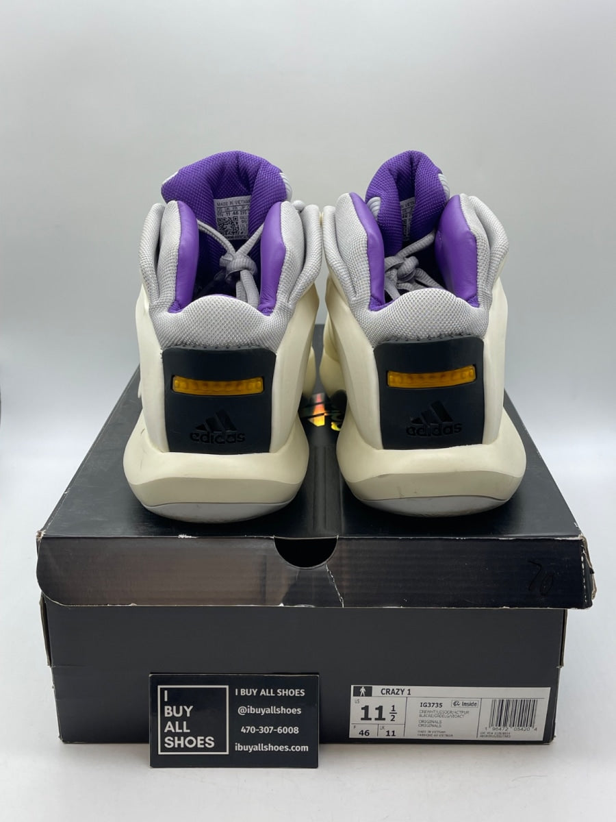 adidas Crazy 1 Cream White Active Purple 11.5 (Moderately Worn Pre-Owned) - Image 3