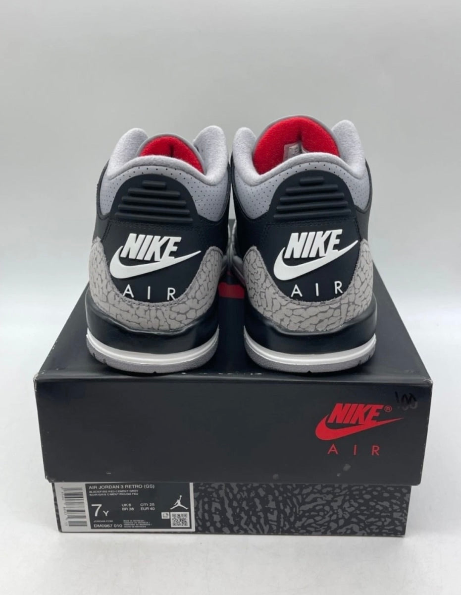 Jordan 3 Retro Black Cement (2024) (GS) 7Y (Lightly Worn Pre-Owned)JordanBlack/Fire Red/Cement Grey/Sail - Image 3