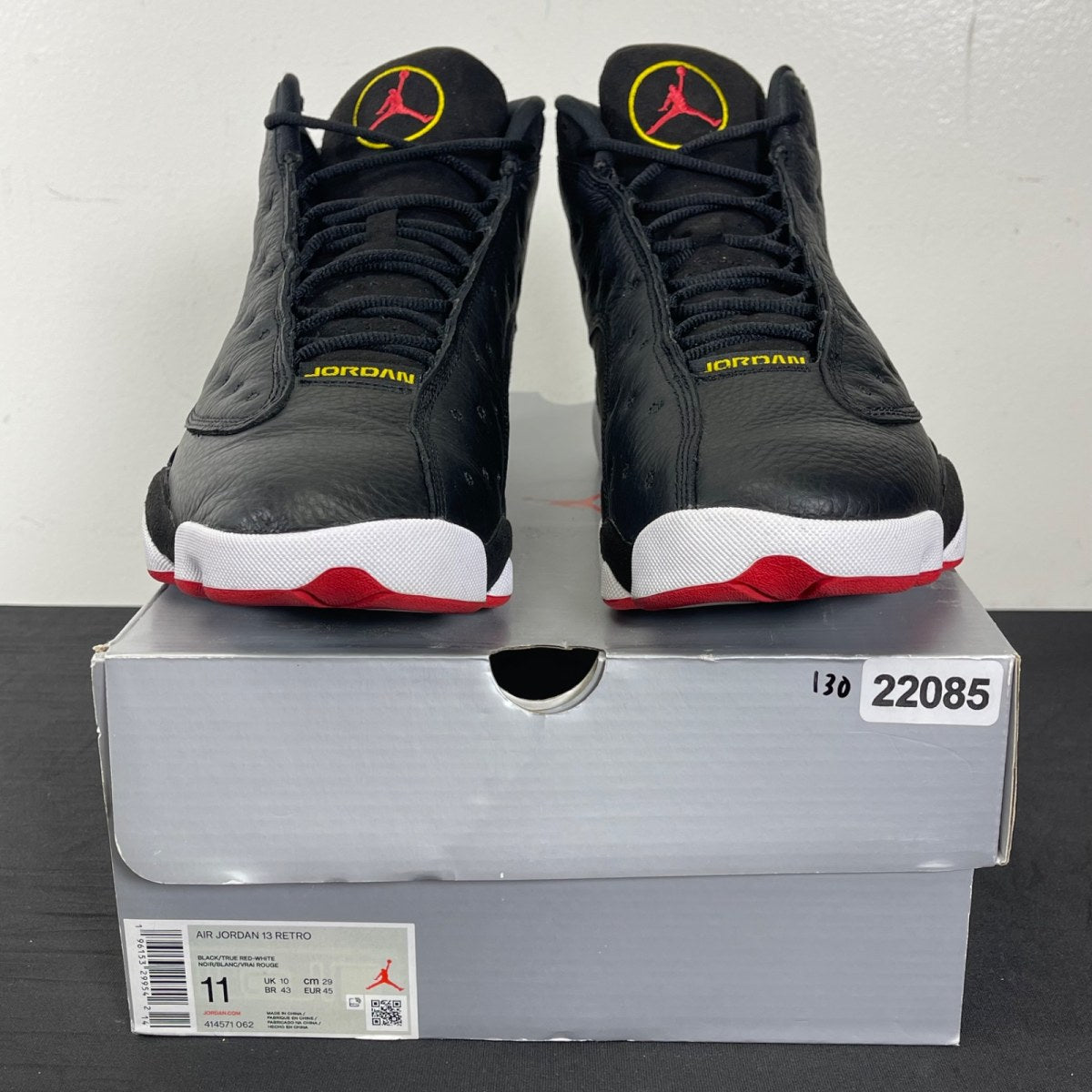 Jordan 13 Retro Playoffs (2023) 11 (Moderately Worn Pre-Owned)JordanBlack/Varsity Red-White-Vibrant Yellow - Image 2