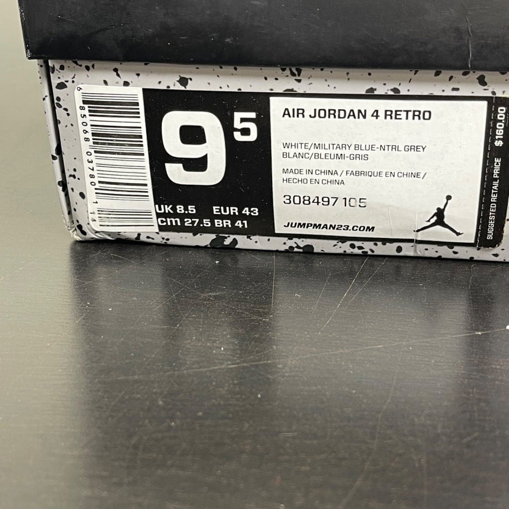 Jordan 4 Retro Military Blue (2012) 9.5 (Moderately Worn Pre-Owned)JordanWhite/Military Blue-Neutral Grey - Image 7