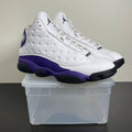 Jordan 13 Retro Lakers 10.5 (Moderately Worn Pre-Owned)JordanWhite/Black-Court Purple-University Gold - Image 1