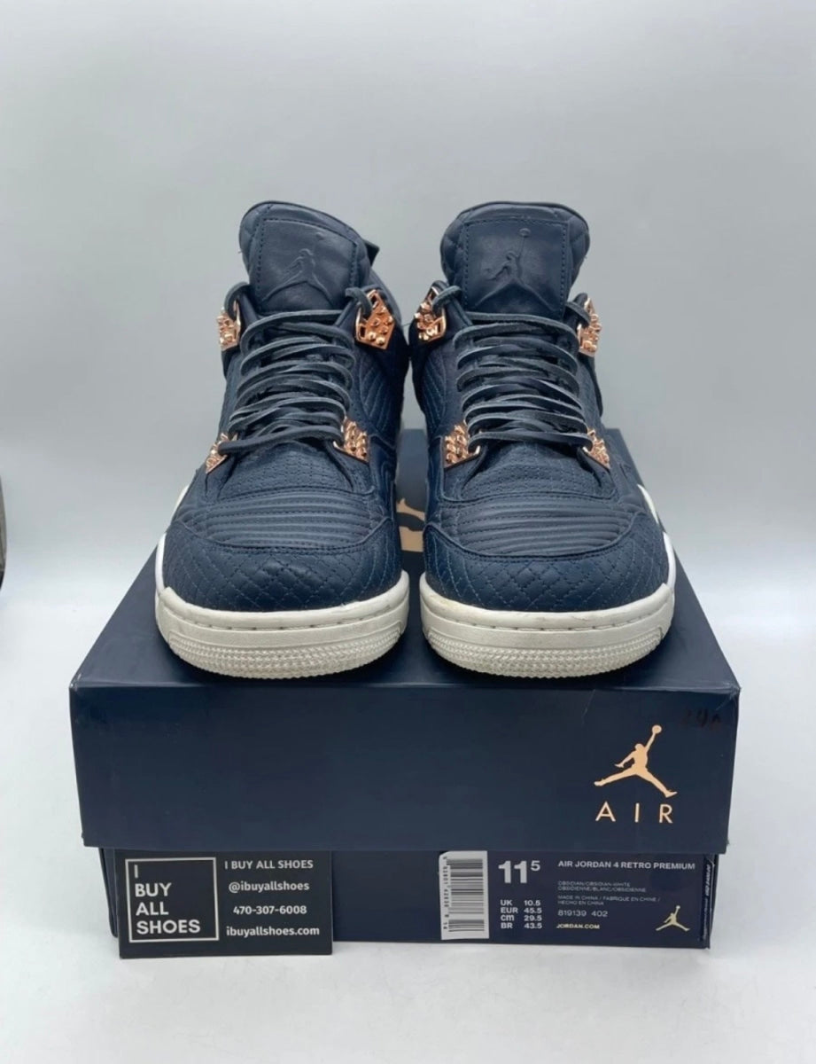 Jordan 4 Retro Obsidian 11.5 (Moderately Worn Pre-Owned)JordanObsidian/Obsidian-White - Image 2