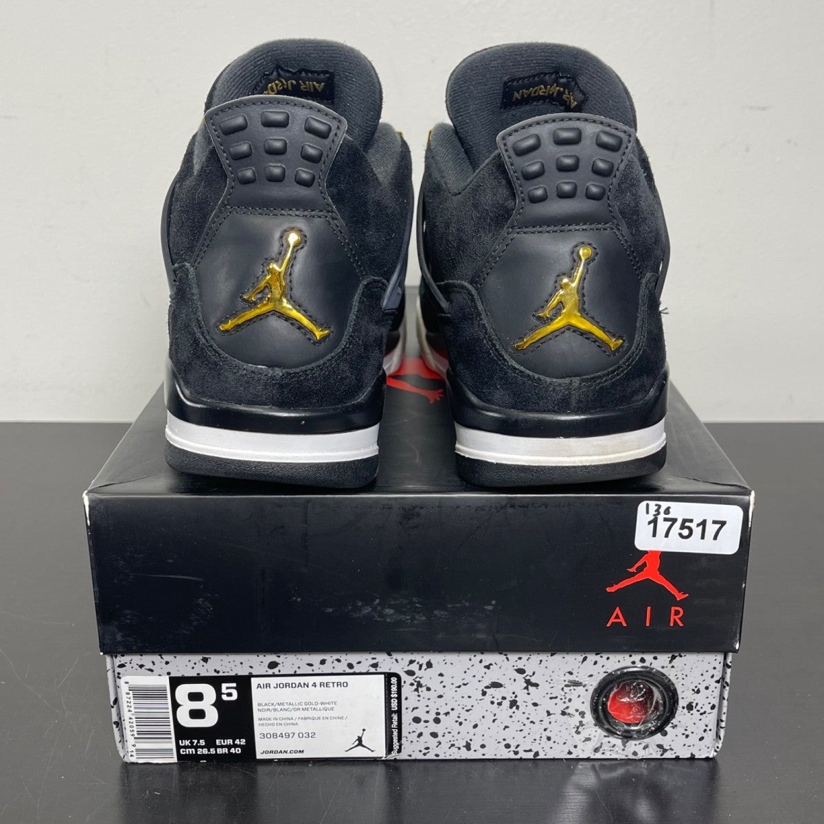 Jordan 4 Retro Royalty 8.5 (Moderately Worn Pre-Owned)JordanBlack/Metallic Gold-White - Image 4