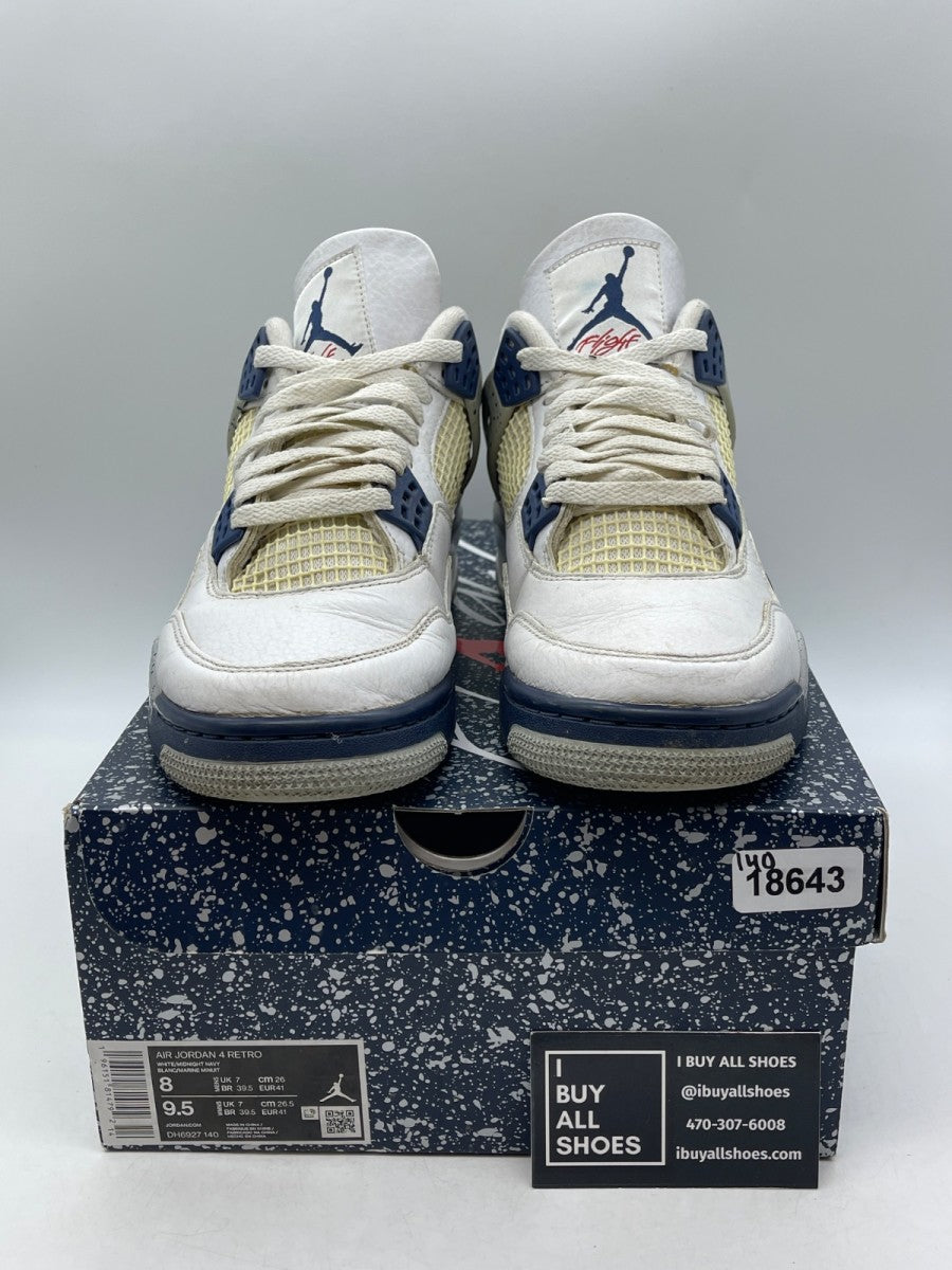 Jordan 4 Retro Midnight Navy 8 (Heavily Worn Pre-Owned) - Image 2