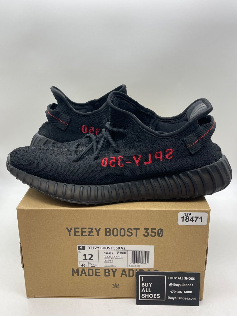 adidas Yeezy Boost 350 V2 Black Red 12 (Moderately Worn Pre-Owned) - Image 1