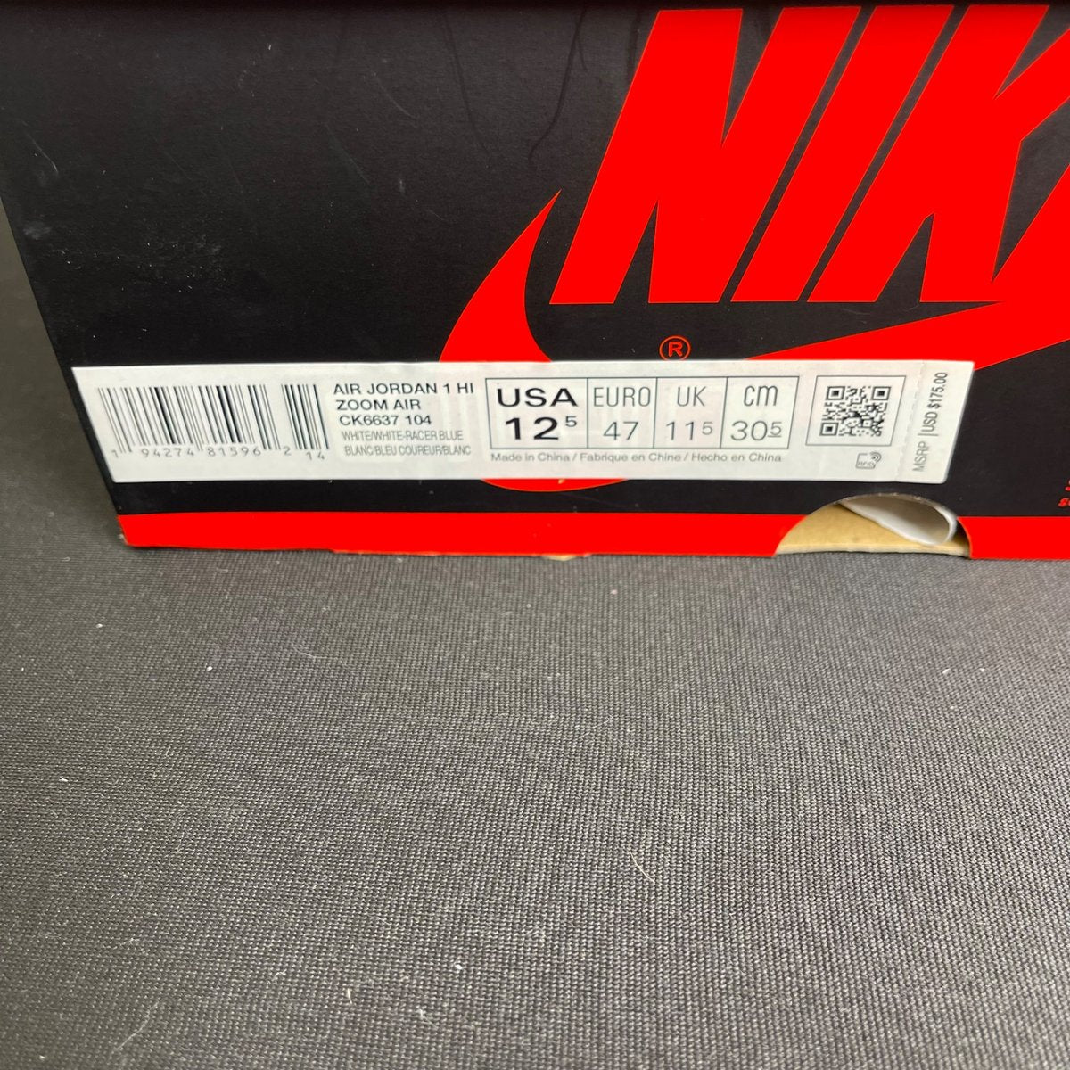Jordan 1 Retro High Zoom White Racer Blue (Size 12.5) - aux
