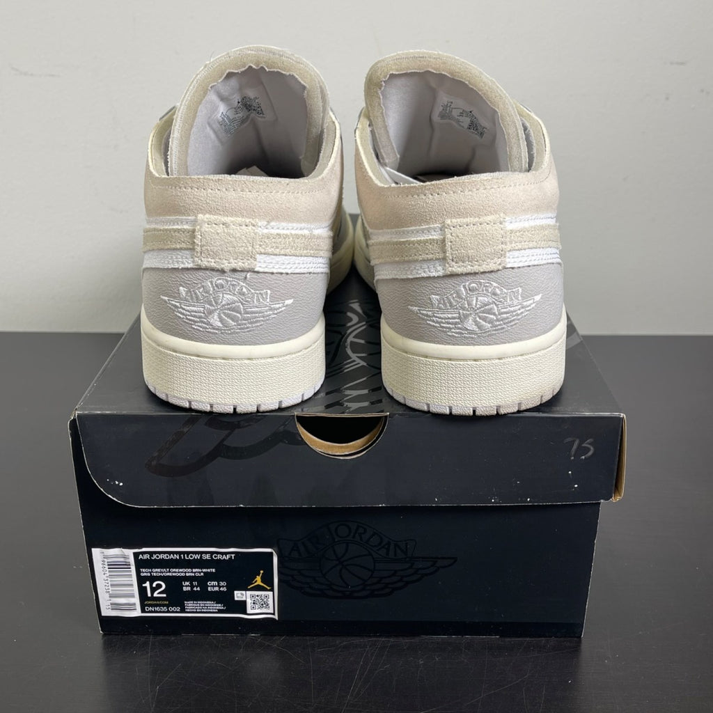 Jordan 1 Low SE Craft Inside Out Tech Grey 12 (Moderately Worn Pre-Owned)JordanTech Grey/Light Orewood Brown/White/Sail - Image 4