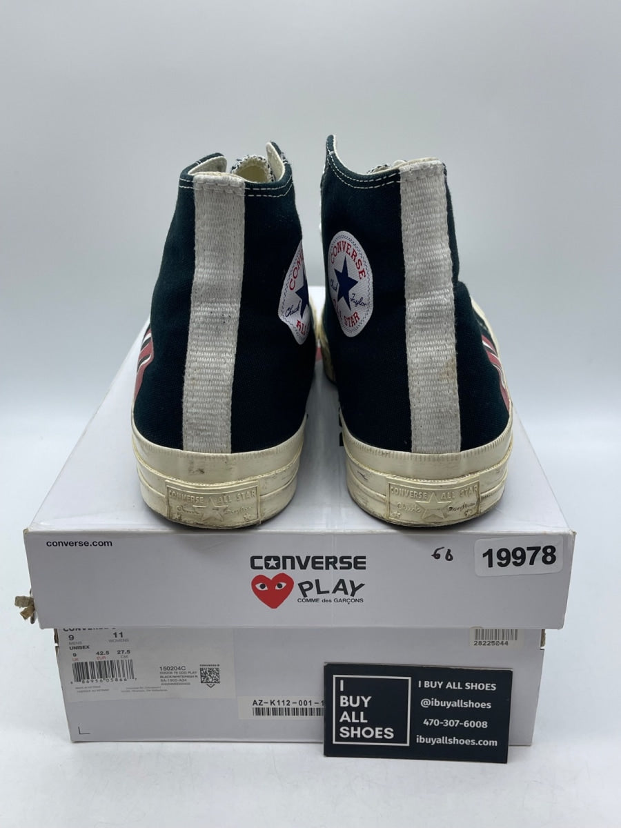 Converse Chuck Taylor All Star 70 Hi Comme des Garcons PLAY Black 9 (Moderately Worn Pre-Owned) - Image 3