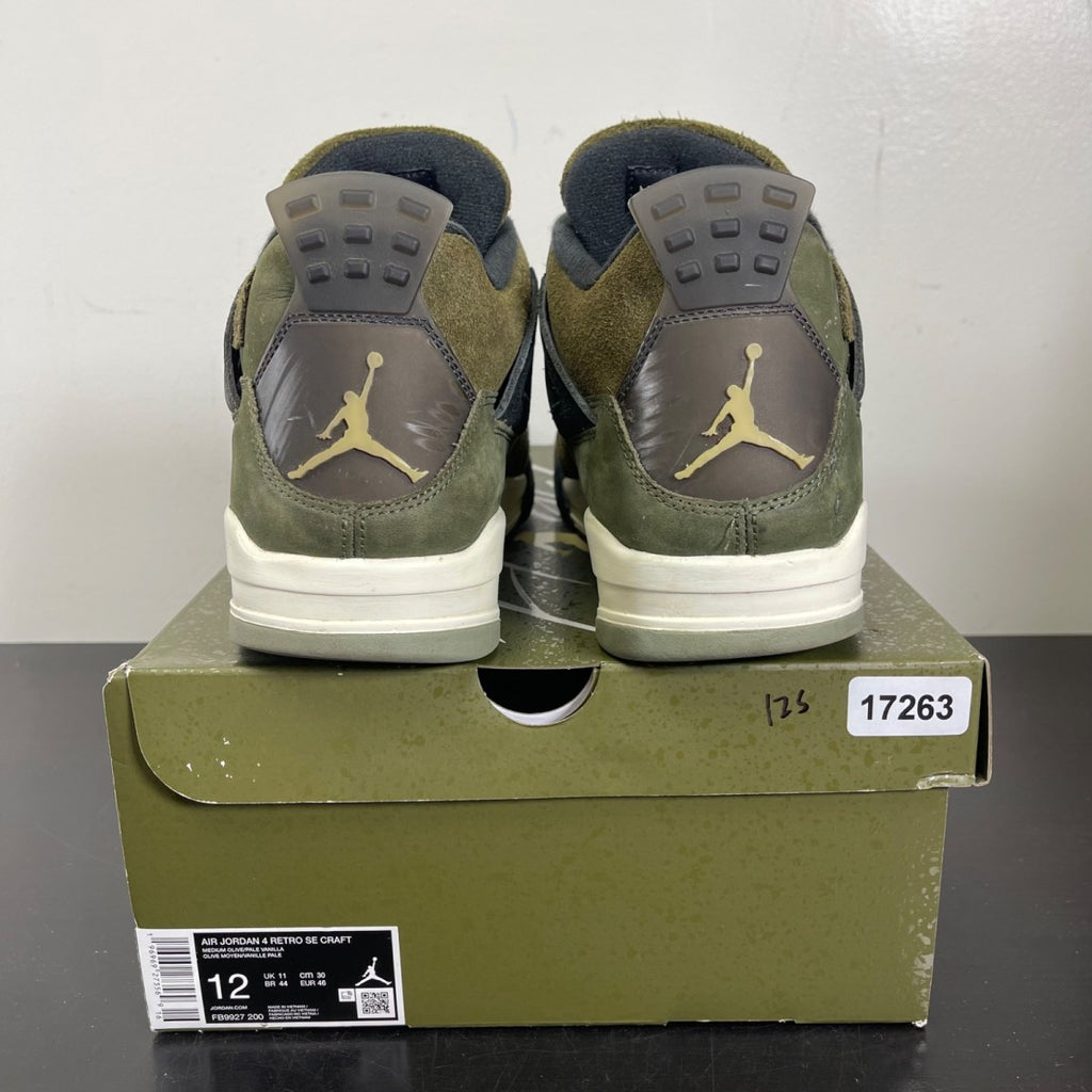 Jordan 4 Retro SE Craft Medium Olive 12 (Moderately Worn Pre-Owned)JordanMedium Olive/Pale Vanilla/Khaki/Black/Sail - Image 4