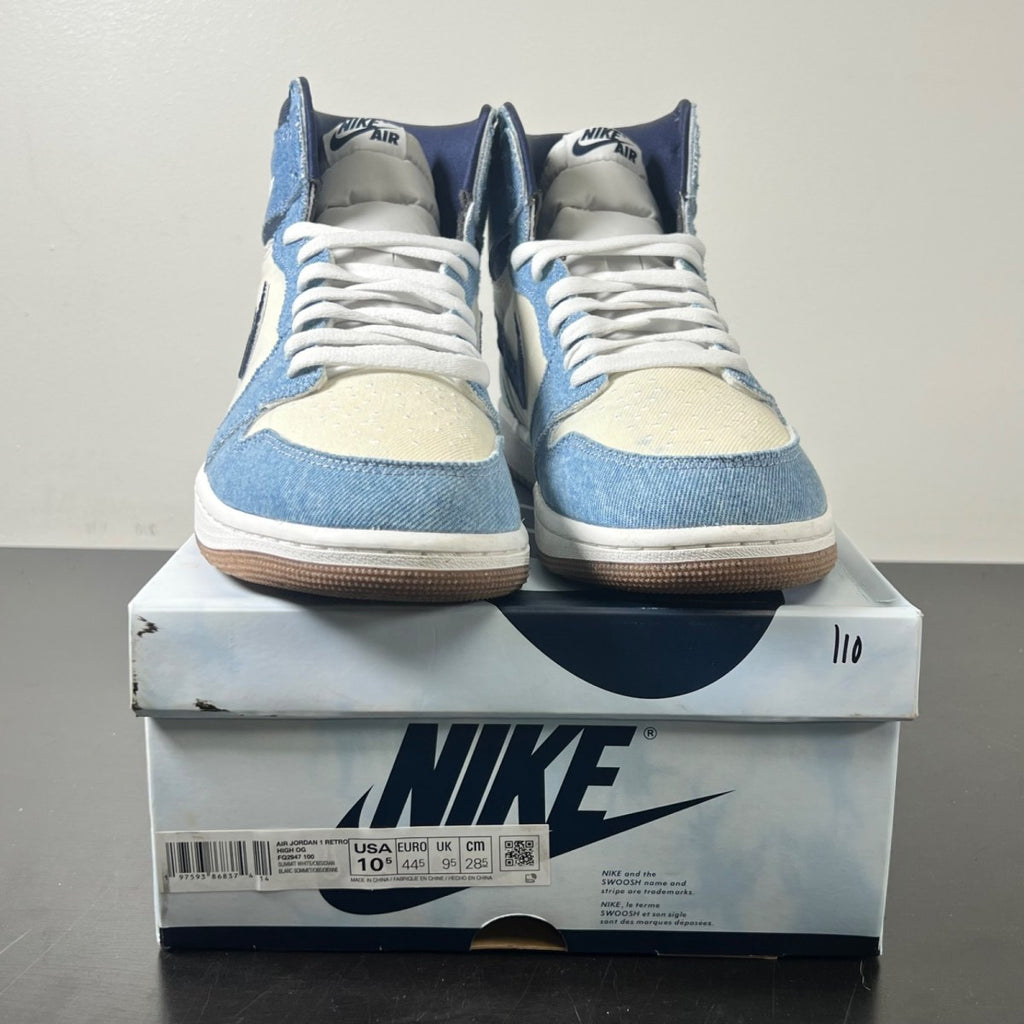 Jordan 1 Retro High OG Denim 10.5 (Lightly Worn Pre-Owned)JordanSummit White/Obsidian-Summit White-Gum Medium Brown - Image 2