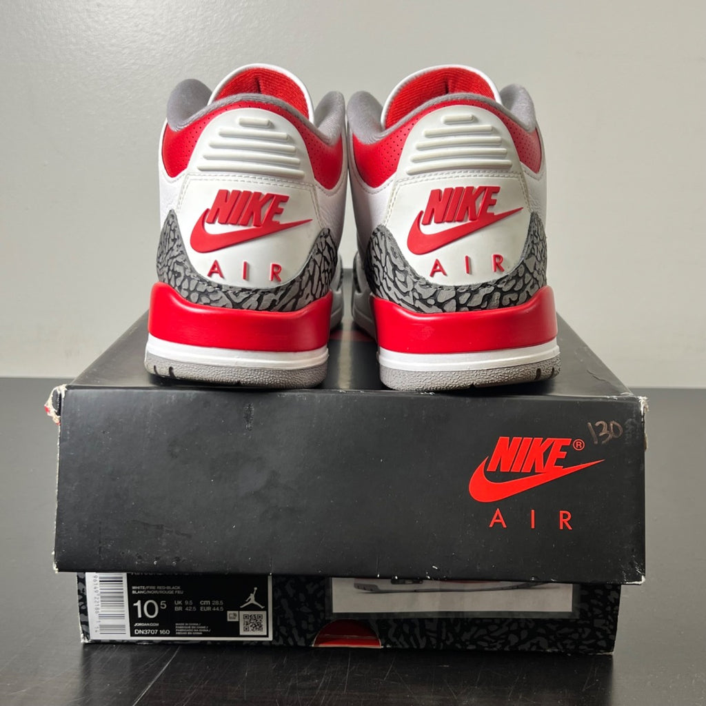 Jordan 3 Retro Fire Red (2022) 10.5 (Moderately Worn Pre-Owned)JordanWhite/Fire Red/Cement Grey/Black - Image 5