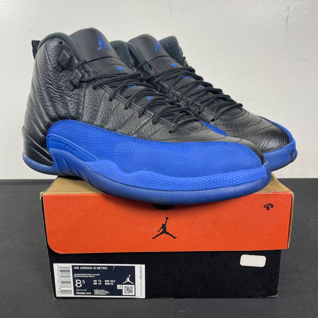 Jordan 12 Retro Black Game Royal 8.5 (Moderately Worn Pre-Owned)JordanBlack/Game Royal-Black - Image 1
