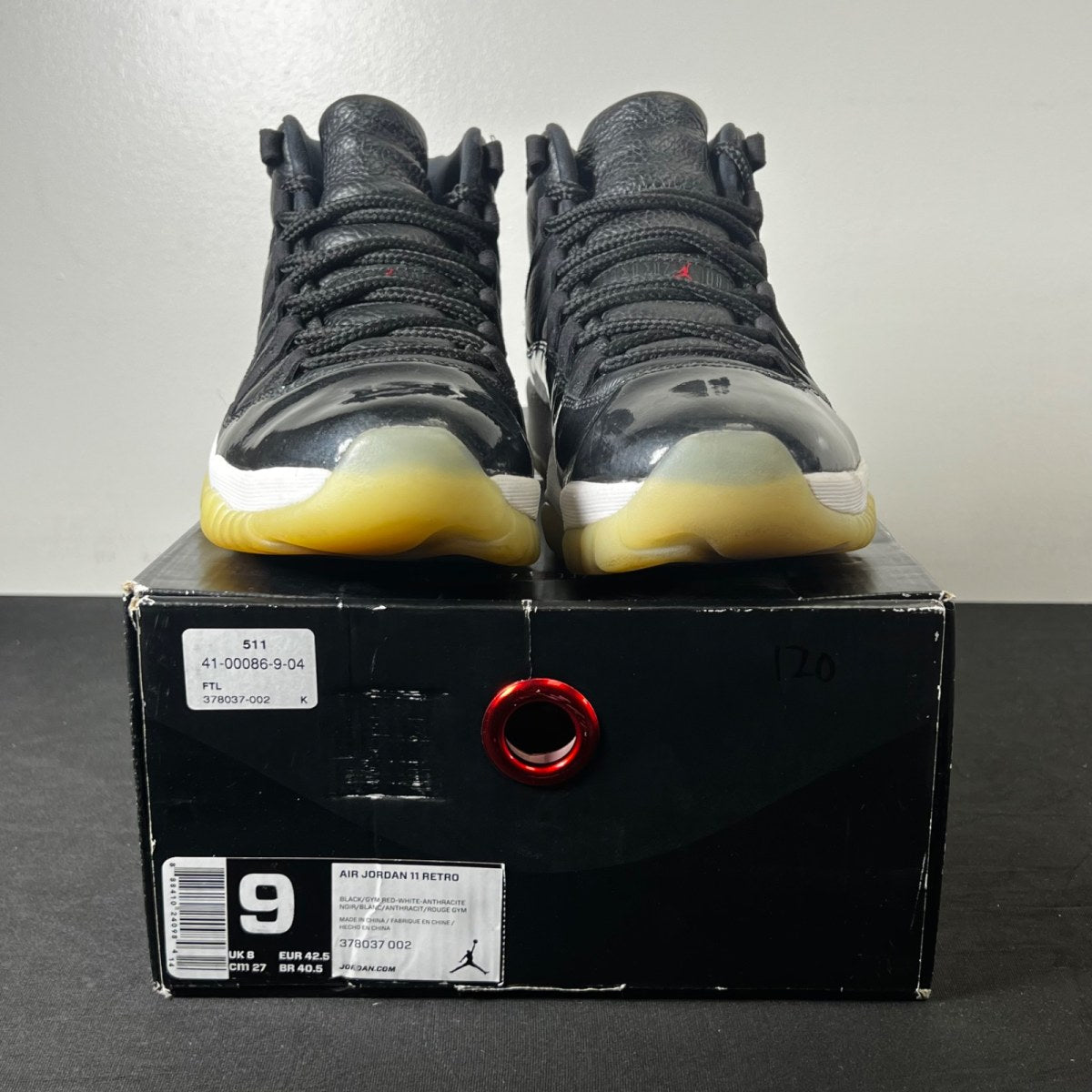 Jordan 11 Retro 72-10 9 (Moderately Worn Pre-Owned)JordanBlack/Gym Red-White-Anthracite - Image 2