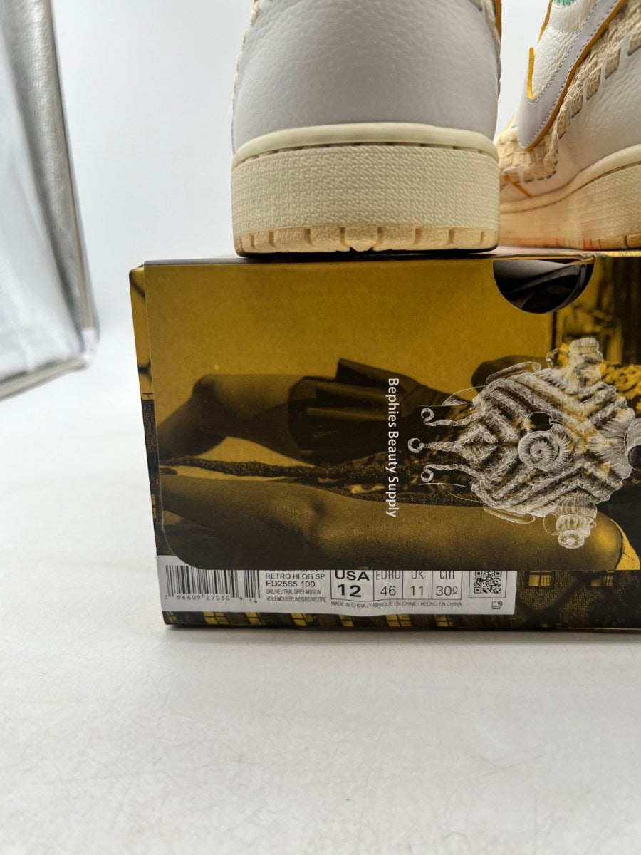 Jordan 1 Retro High OG SP Union LA Bephies Beauty Supply Summer of ‘96 12 (Lightly Worn Pre-Owned)JordanSail/Wolf Grey-Muslin-Pale Vanilla-Kinetic Green-University Gold - Image 4